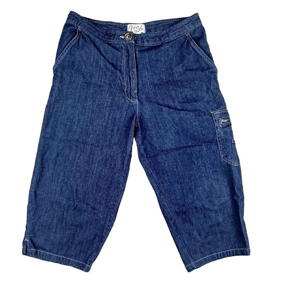 Girl Star Jeans Girls 9 Blue Relaxed Capri Denim Cargo Pockets Y2K Tween Style - Picture 1 of 12
